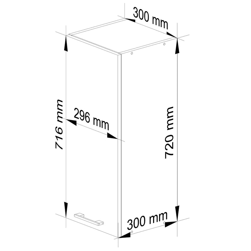 Dulap de bucatarie Oliwia H720 suspendat 30cm alb lucios