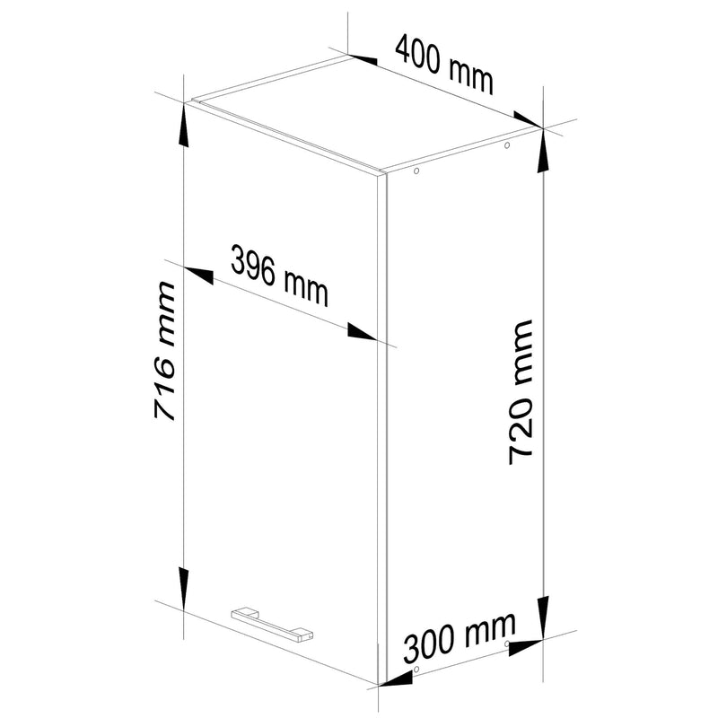 Dulap de bucatarie Oliwia H720 suspendat 40cm alb rosu