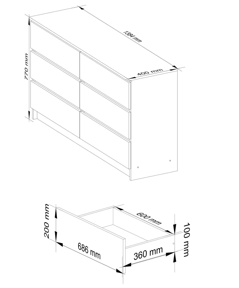 Comoda K140 6SZ CLP stejar