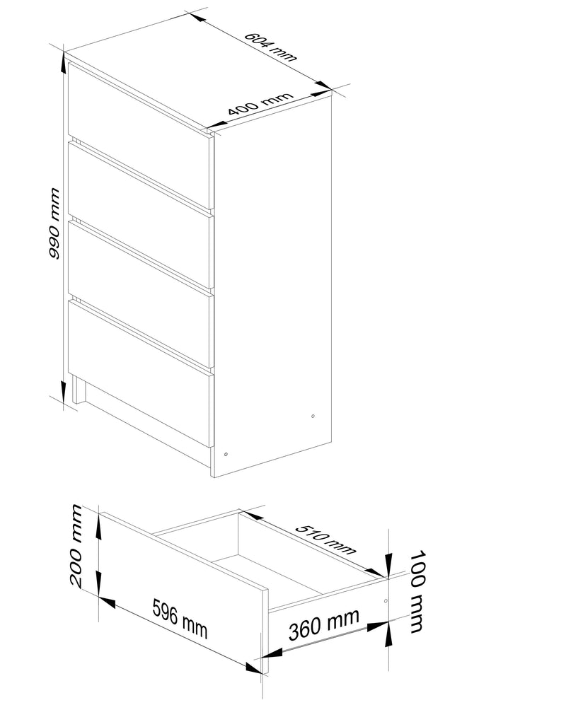 Comoda K60 4SZ CLP gri alb