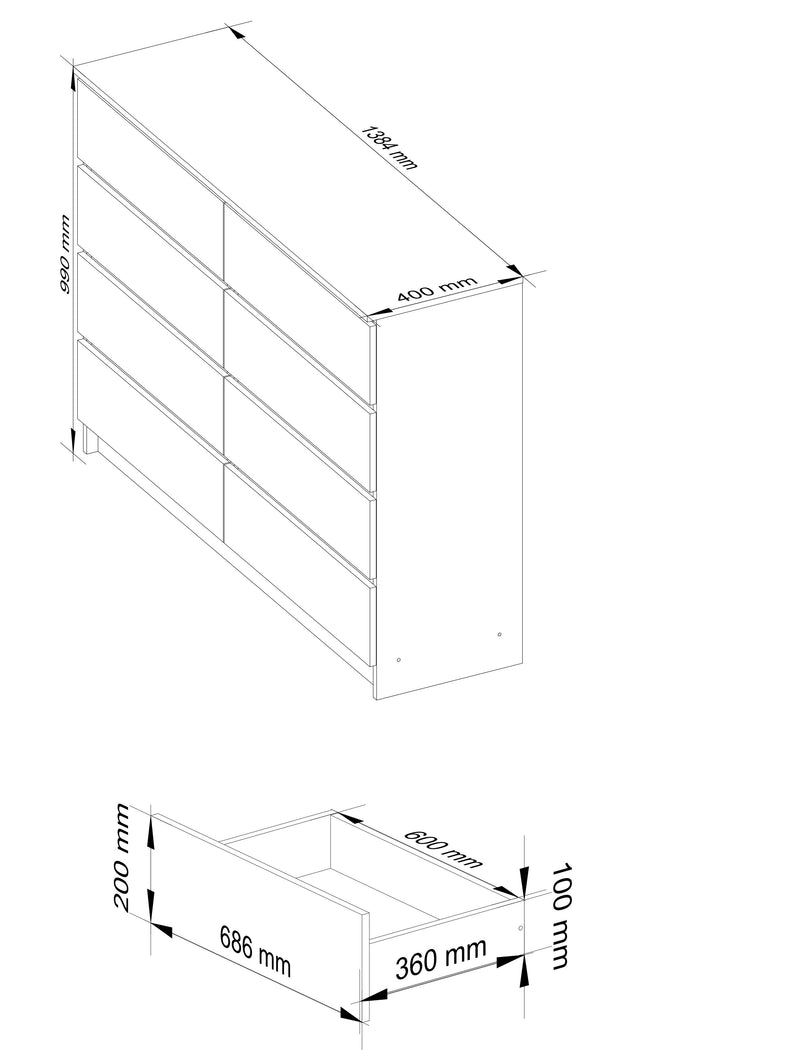 Comoda K140 8SZ CLP stejar