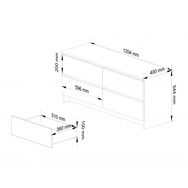 Comoda k120 cu 4 sertare alba