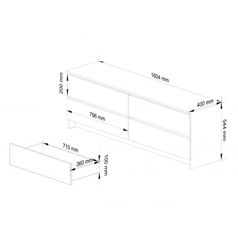 Comoda k160 cu 4 sertare alba