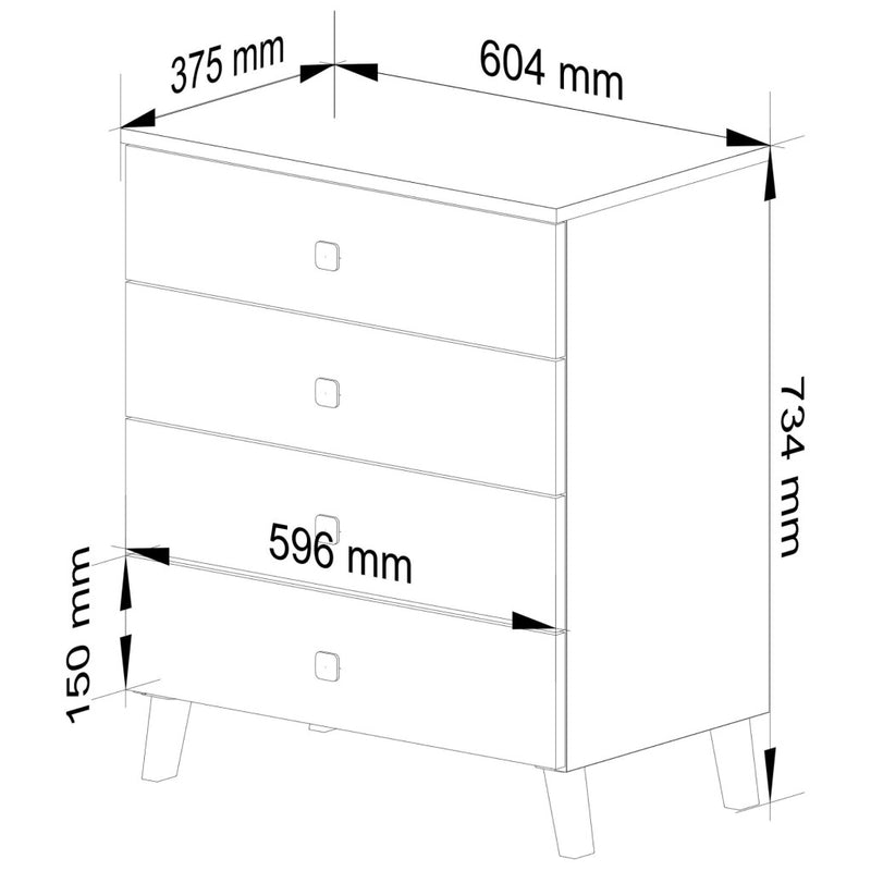 Comoda cu 4 sertare crem casmir 60x73x37