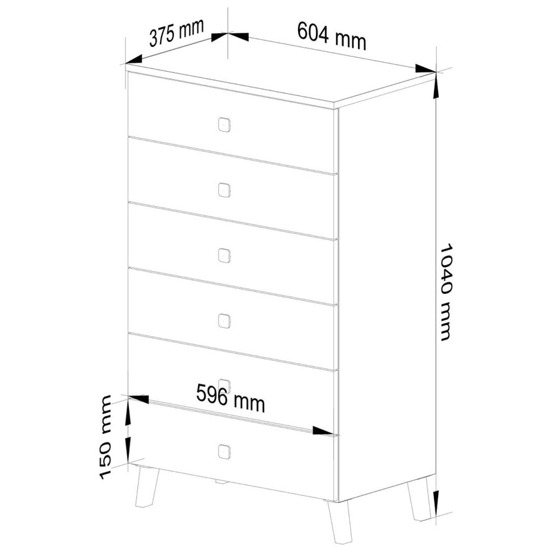 Comoda cu 6 sertare crem casmir 60x104x37