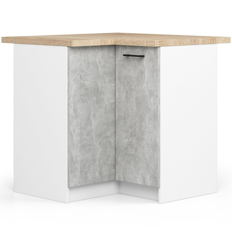 Set mobilier de bucatarie cu colt Oliwia 3M alb- gri beton