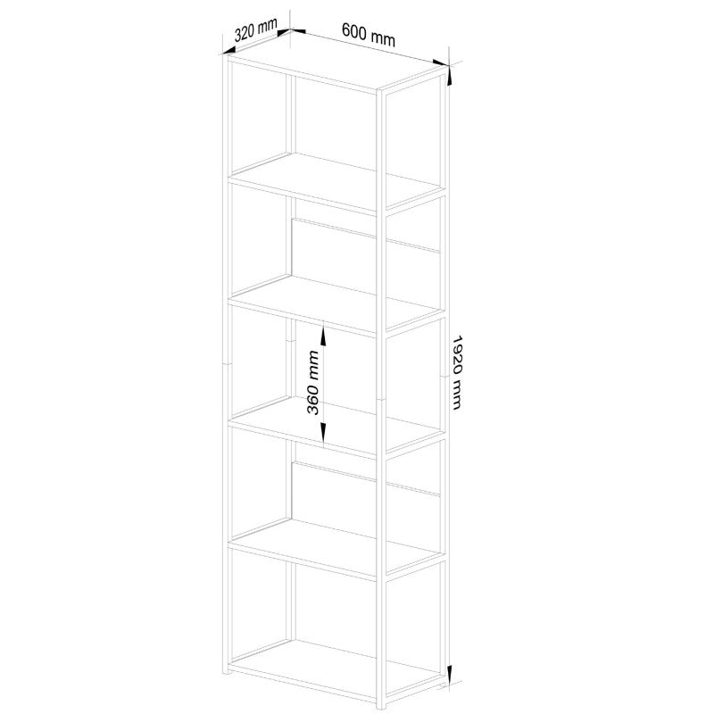 Raft metalic Loft, 6 rafturi, alb, 192 x 60 x 32 cm