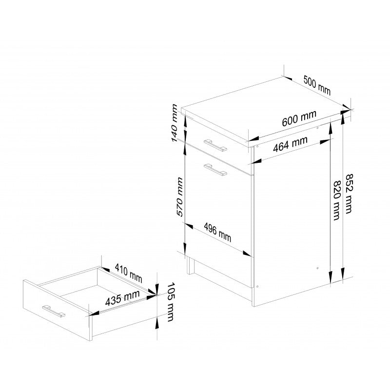 Dulap de bucatarie Oliwia S50 SZ1, alb / gri beton