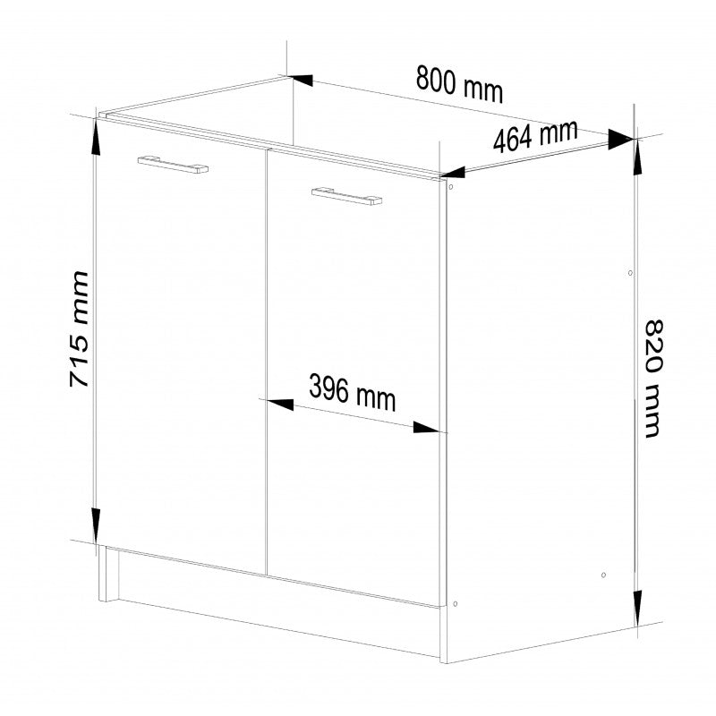 Dulap de bucatarie pentru chiuveta Oliwia S80 cm alb - rosu lucios, cu 2 usi