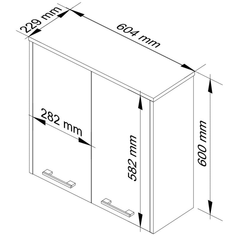 Dulap de perete pentru baie 60 cm fin 2d stejar sonoma / alb