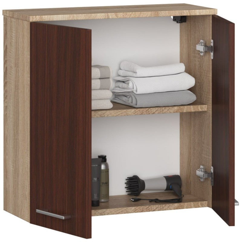 Dulap de perete pentru baie 60 cm fin 2d stejar sonoma / wenge