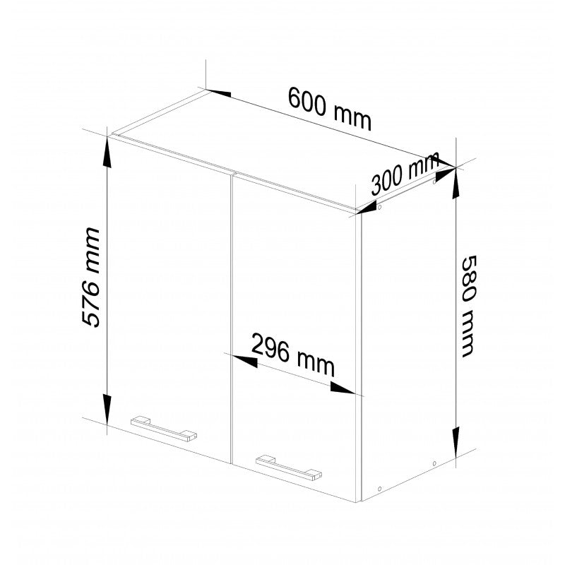 Dulap suspendat de bucatarie Oliwia W60 H580 alb / gri beton