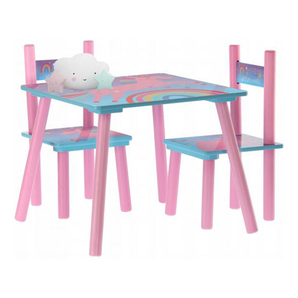 Set masa si 2 scaune model unicorn pentru copii