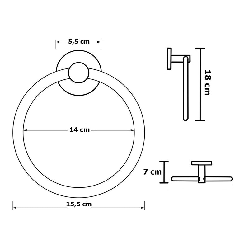 Suport de perete pentru prosoape - ring negru