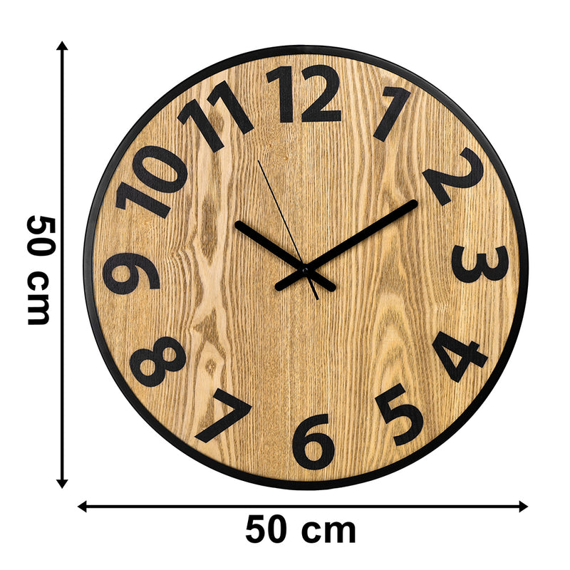 Ceas de perete Abbas lemn / metal negru 50cm