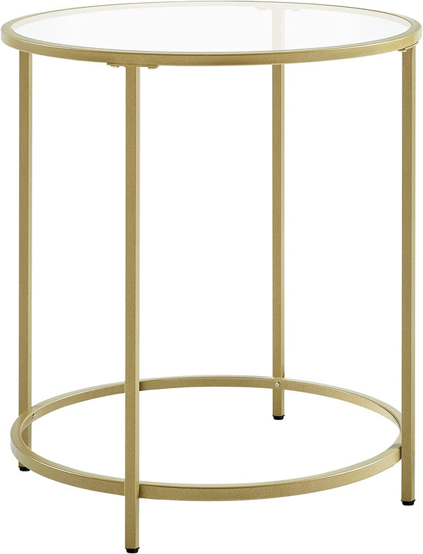 Masa rotunda Vasagle, cu cadru metalic si blat de sticla 50 x 50 x 55 cm
