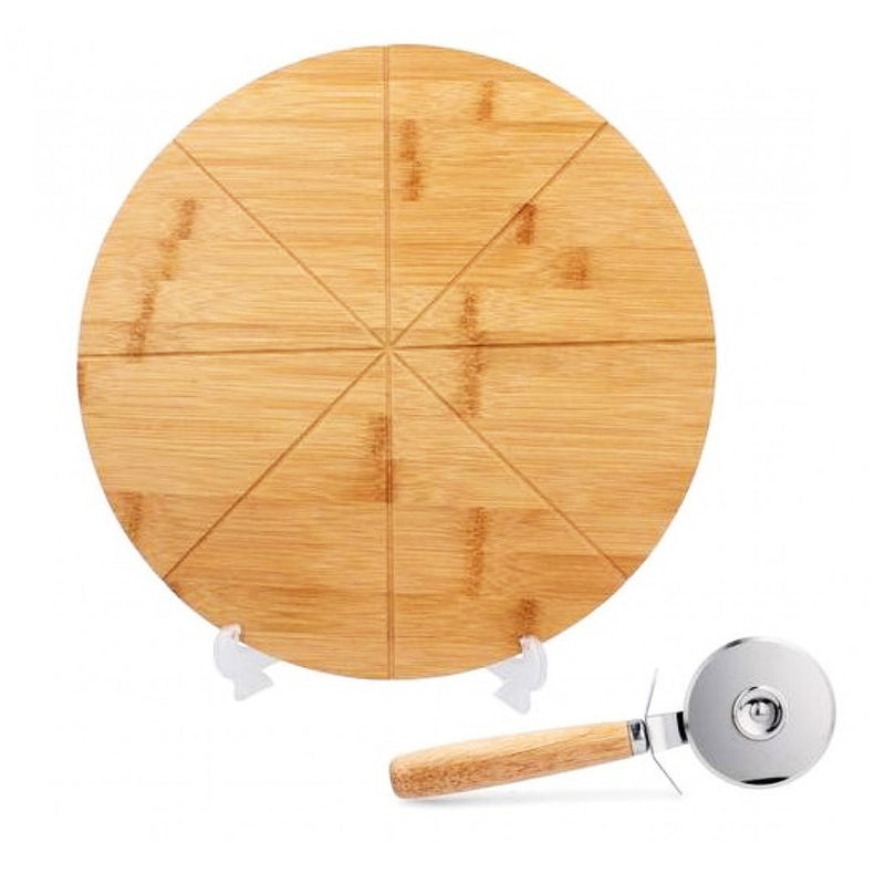 ﻿Tocator din lemn si taietor pentru pizza 33 x 1.5 cm