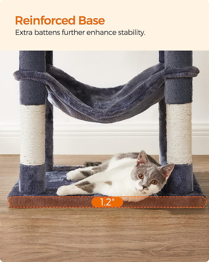 Ansamblu de joaca pentru pisici cu hamac, 143 cm Feandrea gri