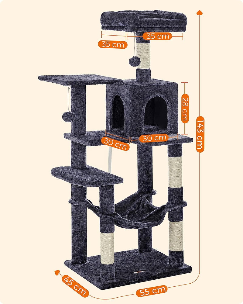 Ansamblu de joaca pentru pisici cu hamac, 143 cm Feandrea gri