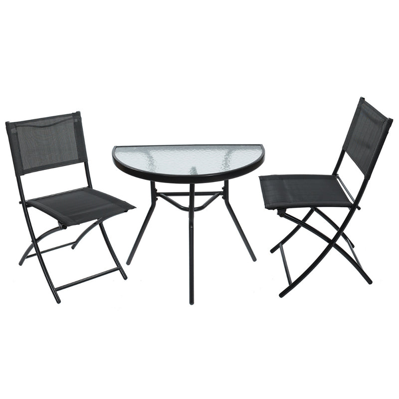 Set masa si 2 scaune mobilier balcon terasa negru