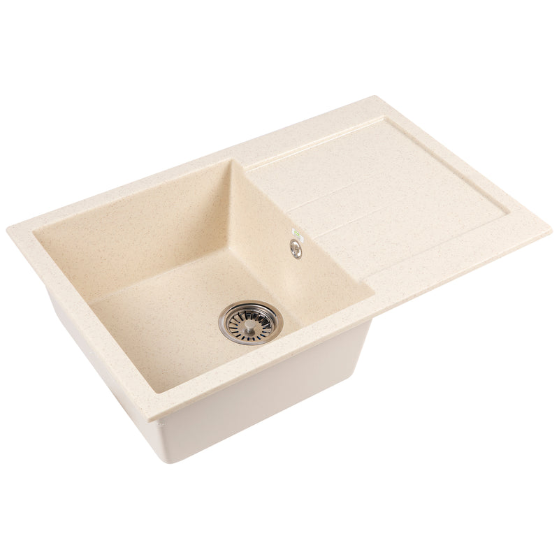 Chiuveta dreptunghiulara de bucatarie picurator Ecostone 770x495mm, material compozit, bej