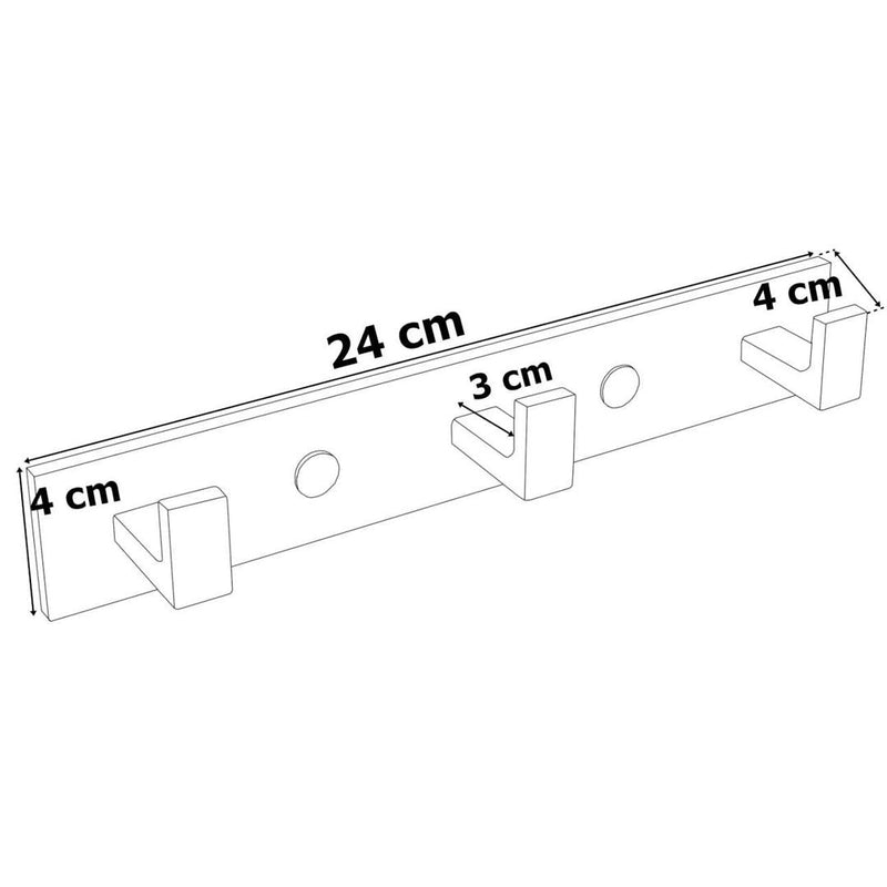 Suport de perete pentru prosoape Trio 24 x 4 x 4 negru