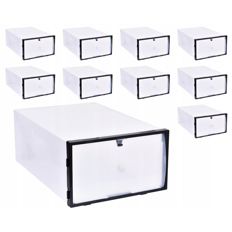 Set 10 cutii transparente pentru pantofi 21 x 12 x 31 transparent, negru