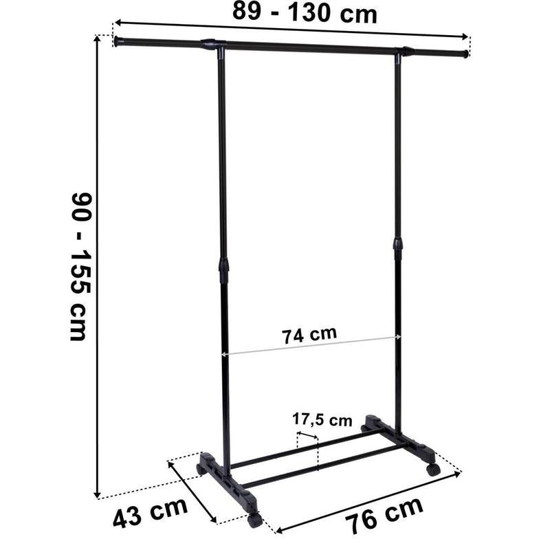 Suport mobil imbracaminte Deka 9-130 x 90-155 x 43 negru