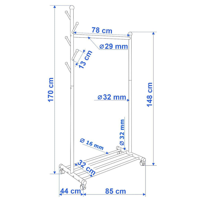 Suport mobil imbracaminte Sila 85 x 170 x 44 alb