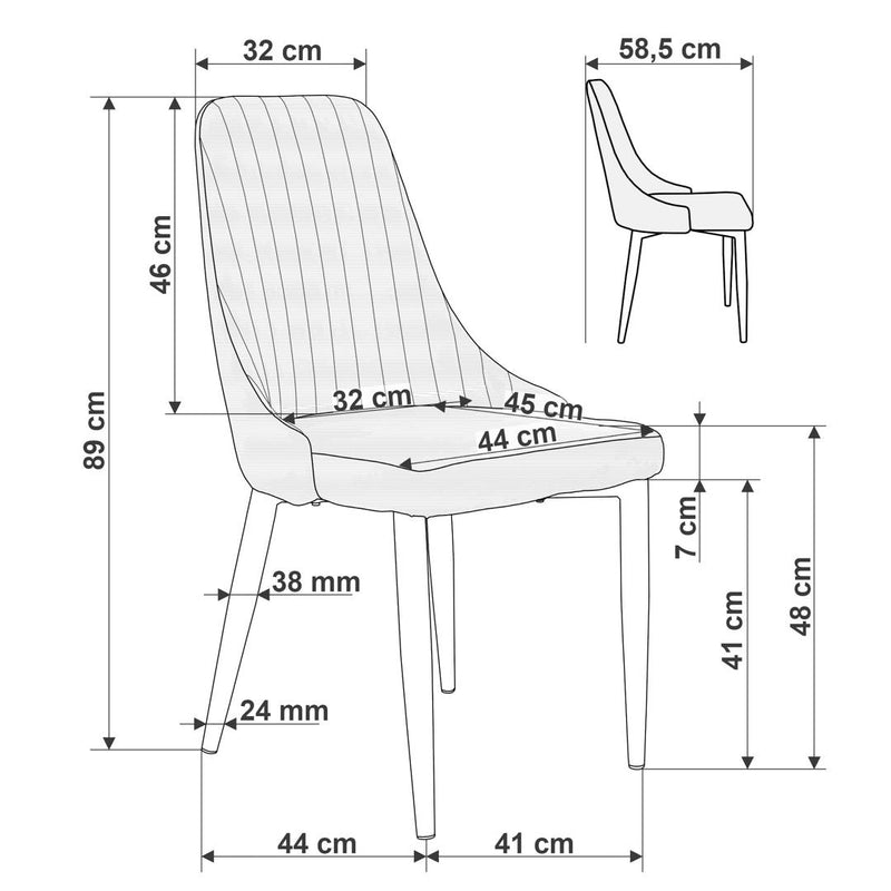 Scaun tapitat Lorient 44 x 89 x 45 maro