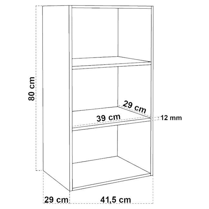 Corp biblioteca Konrad cu 3 rafturi 41.5 x 29 x 80 cm sonoma