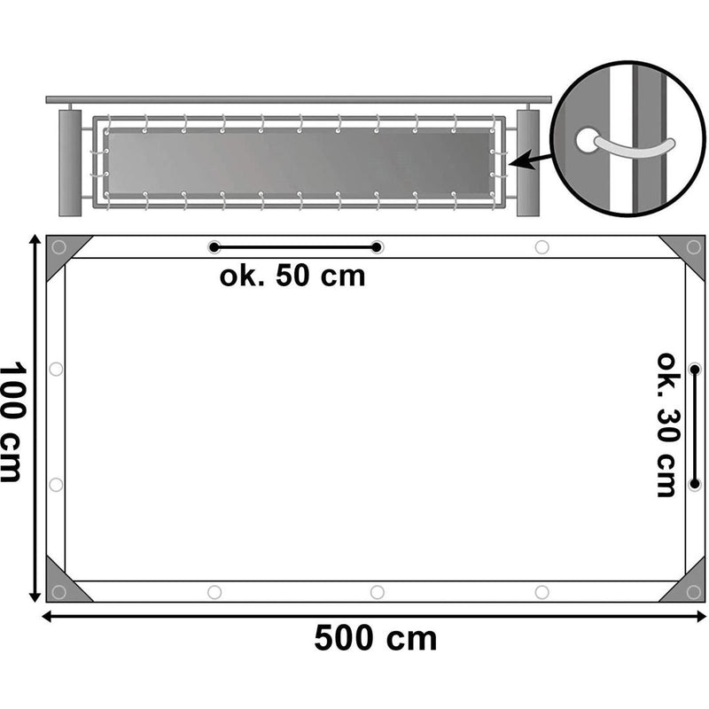 Prelata pentru inchidere balcon 100 x 500 gri