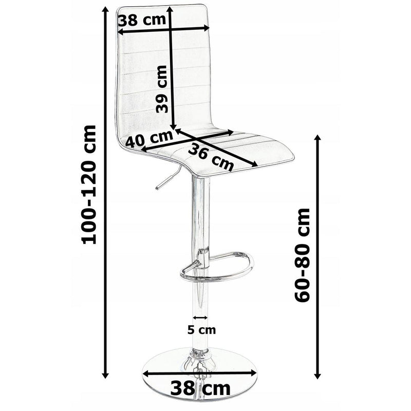 Scaun bar Bordi 36 x 100-120 x 40 gri