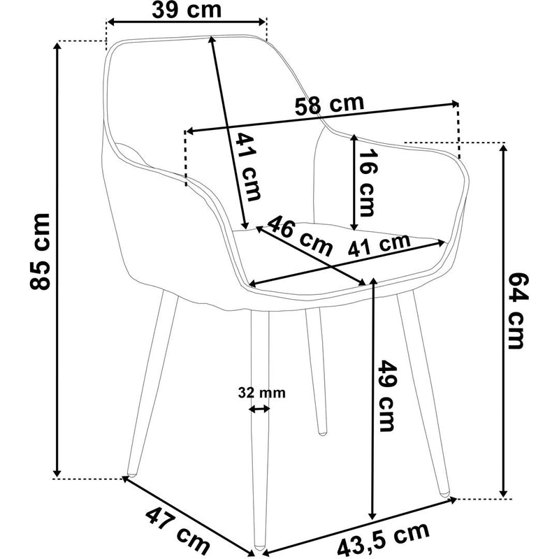 Scaun tapitat Nevada 41 x 85 x 46 negru