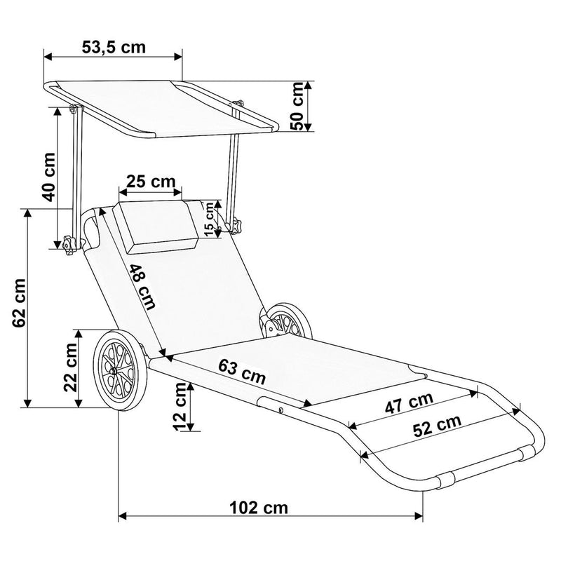 Sezlong scaun gradina Martin 52 x 150 rosu