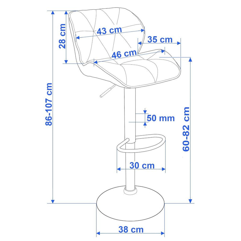 Scaun bar Grappo 46 x 86-107 x 35 alb