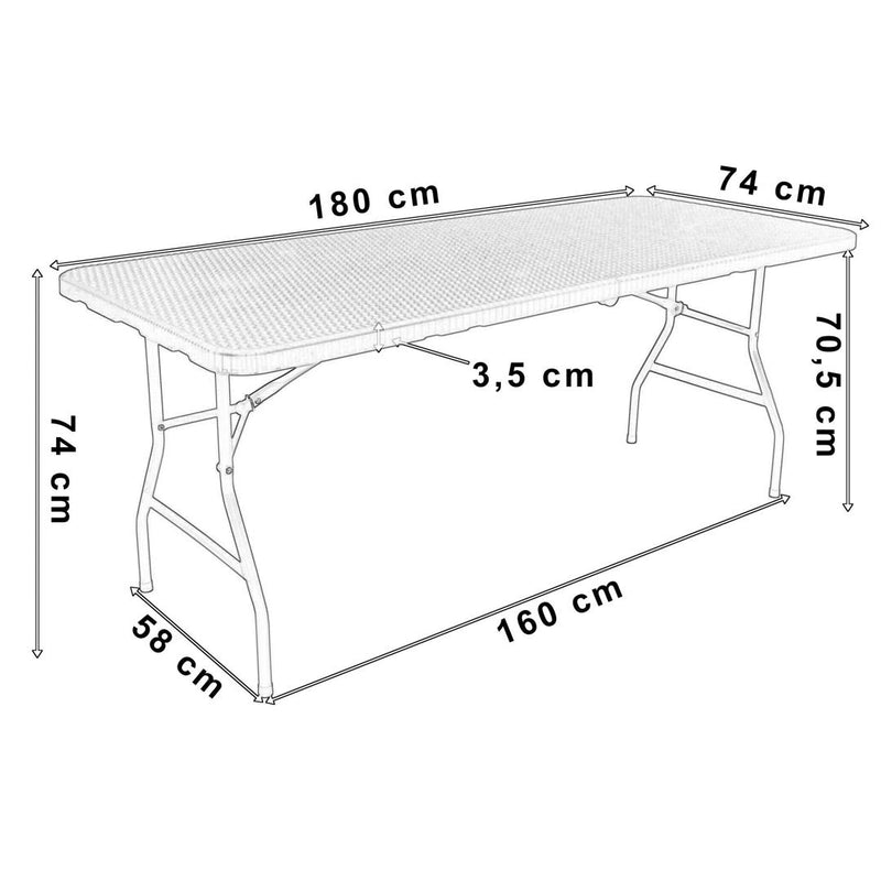 Masa pliabila bufet si catering Rattan 74 x 74.5 x 180 maro