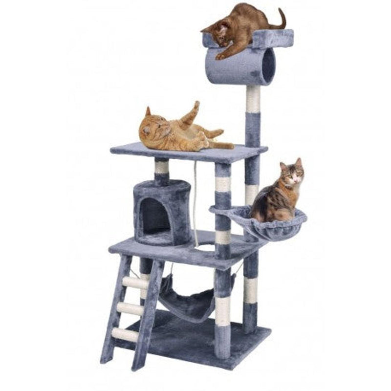 Ansamblu de joaca pentru pisici cu hamac Tasso 140 cm gri