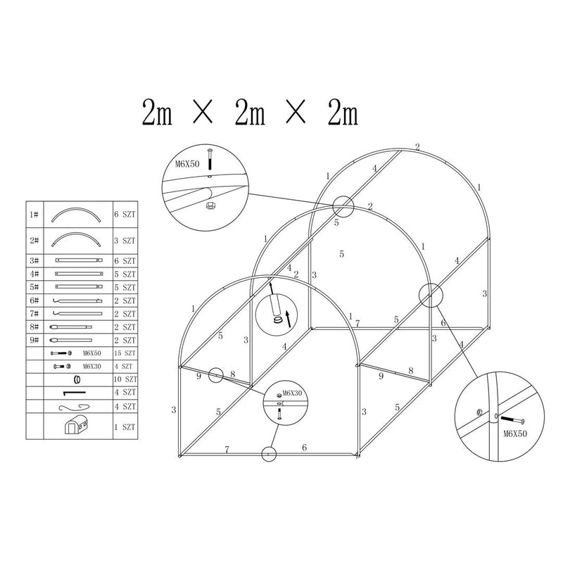 Sera tunel solar Aurea 2 x 2 x 2