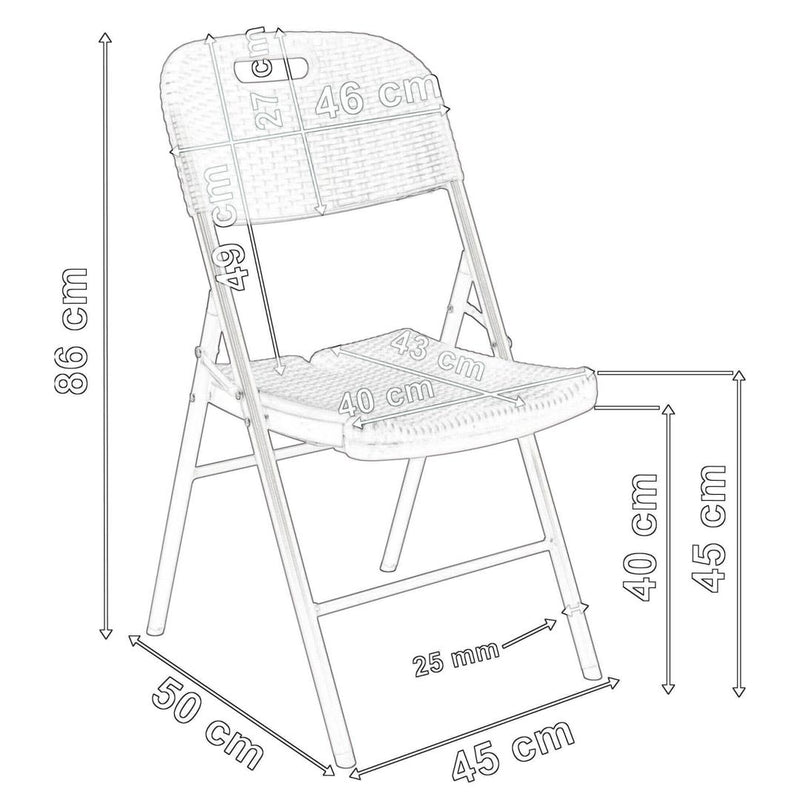 Set camping masa si 6 scaune pliante Rattan 74 x 74.5 x 180 maro