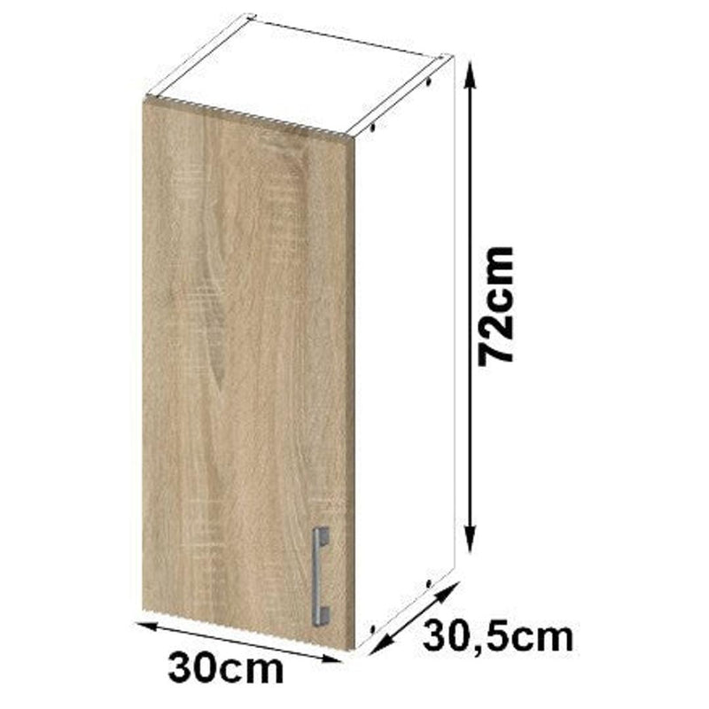 Dulap de bucatarie suspendat Lima cu 1 usa si 2 sertare 30 x 72 x 30.5 cm alb, sonoma