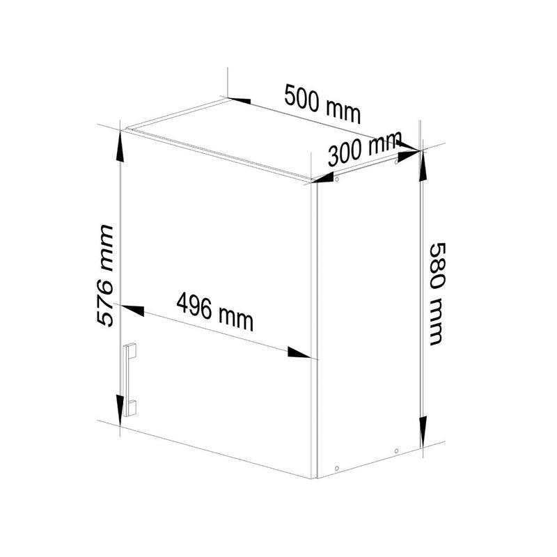Dulap de bucatarie Lima  suspendat cu 1 usa si 2 rafturi 50 x 58 x 30.5 cm alb, sonoma