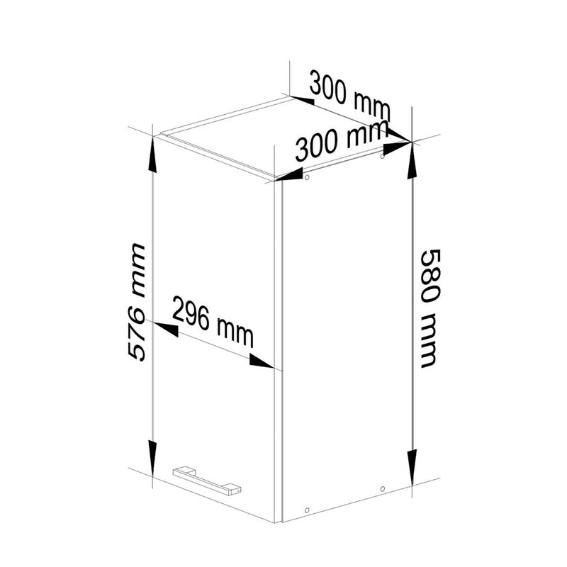 Dulap de bucatarie Lima  suspendat cu 1 usa si 2 rafturi 30 x 58 x 30 cm alb