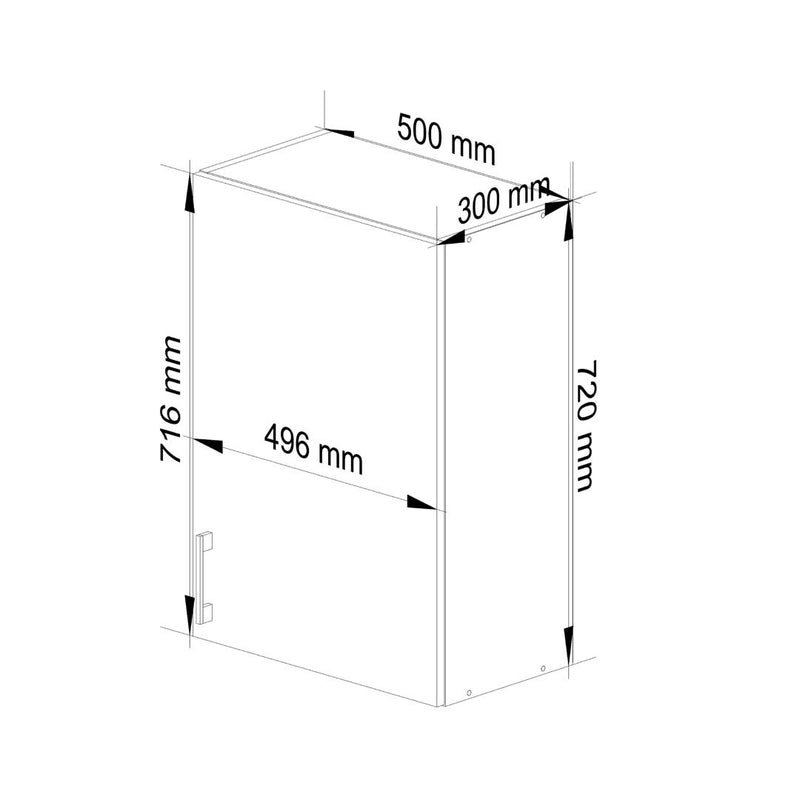 Dulap de bucatarie Lima suspendat cu 1 usa si 2 rafturi 50 x 72 x 30.5 cm alb, sonoma