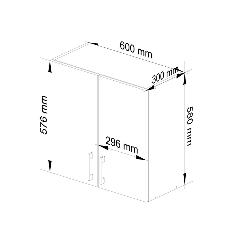 Dulap de bucatarie Lima suspendat cu 2 usi si 2 rafturi 60 x 58 x 30.5 cm alb, sonoma