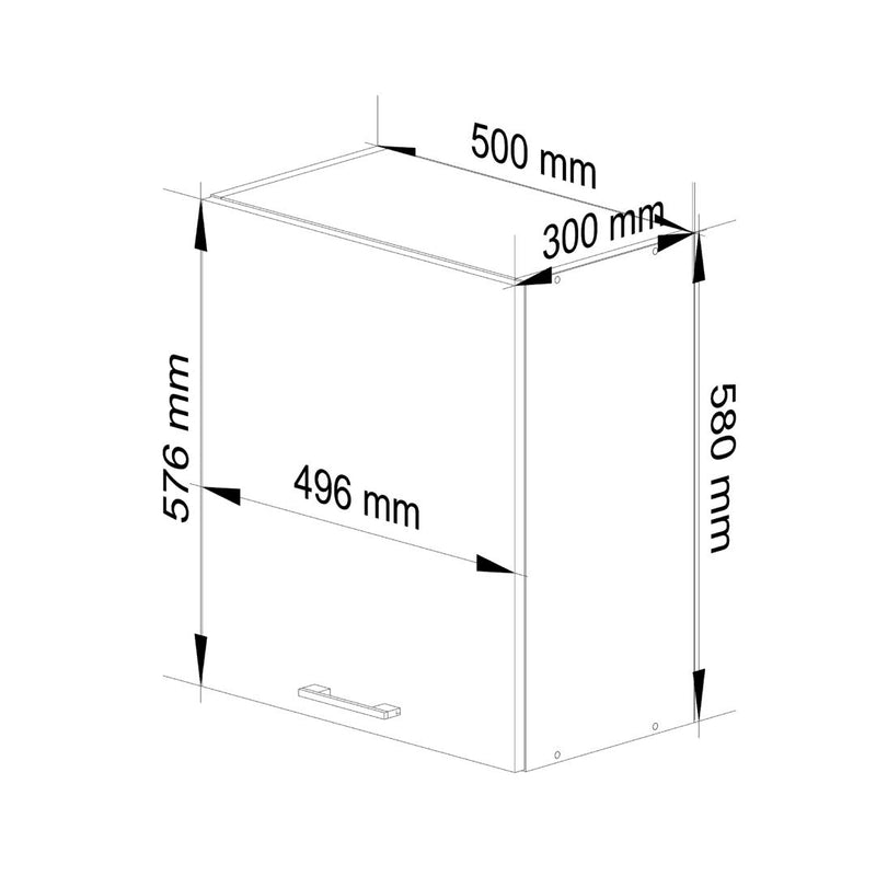 Dulap de bucatarie Oliwia suspendat cu1 usa si 2 rafturi 50 x 58 x 30 cm alb