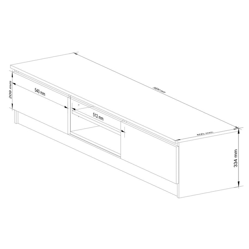 Comoda TV cu 2 usi 2 rafturi 160 x 33 x 40 cm alb, gri