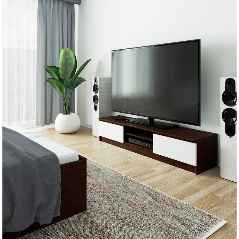 Comoda TV cu 2 usi 2 rafturi 160 x 33 x 40 cm wenge, alb