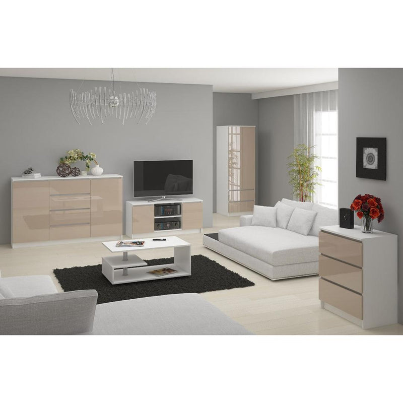 Comoda TV cu 2 usi 2 rafturi 120 x 55 x 40 cm alb, capuccino