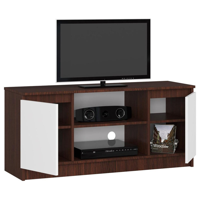 Comoda TV cu 2 usi si 2 rafturi 120 x 55 x 40 cm wenge, alb